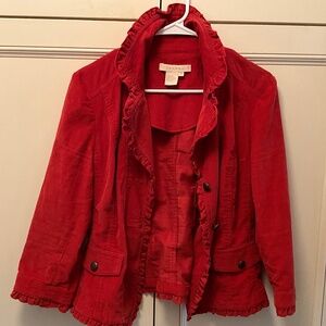 Sandro Red Military Style Corduroy Jacket